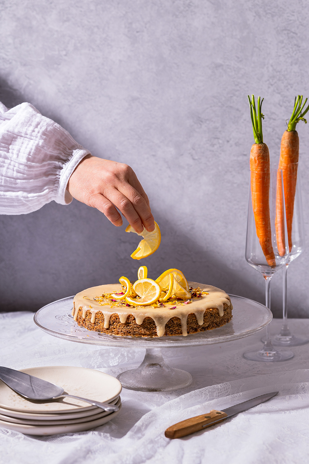 Karottenkuchen vegane Food Fotografie